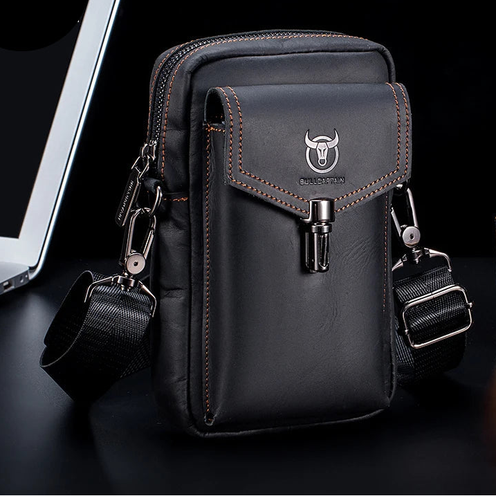 Genuine Leather Multifunctional 7-inch Mobile Phone Bag