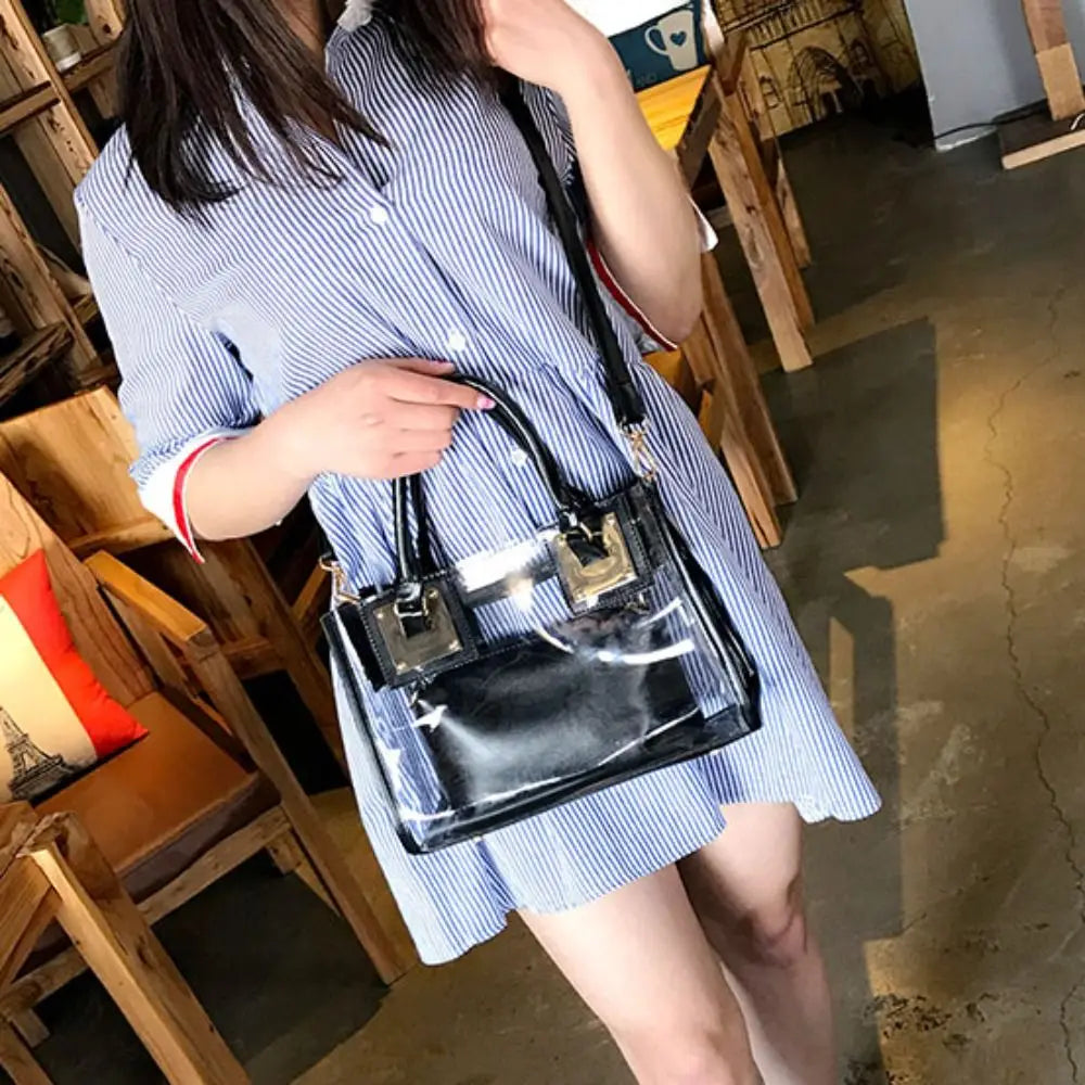Transparent Jelly Crossbody Bag PVC Designer Square Handbag Large Capacity Bag