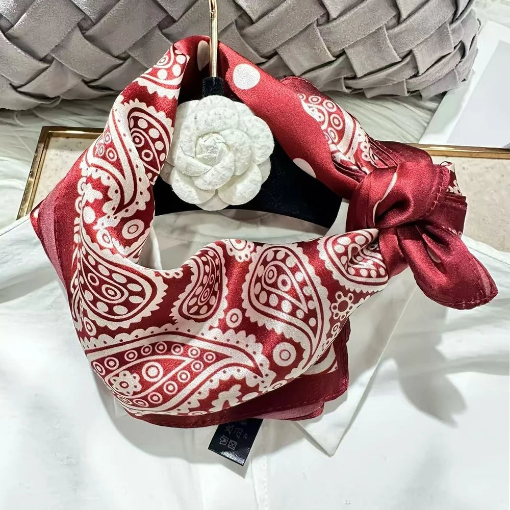 100% Silk Small Square Scarf Neckerchief for Women