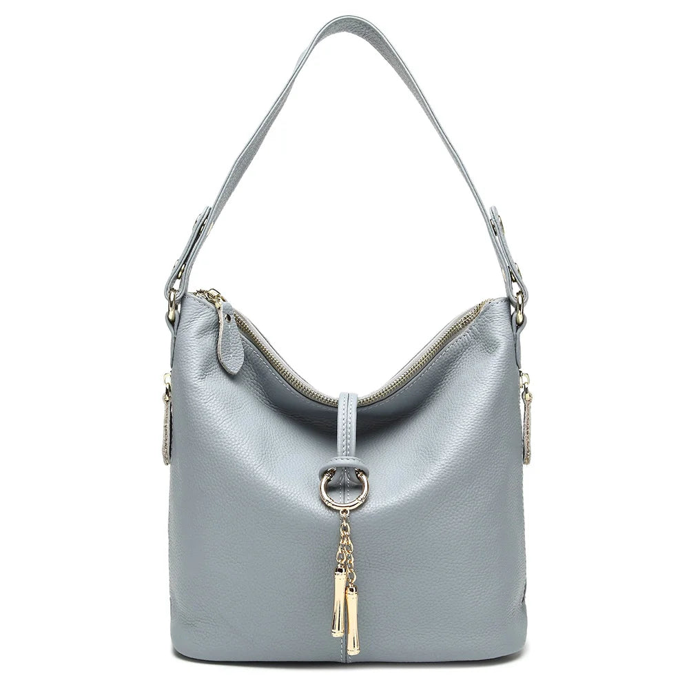 Elegant Women Red Leather Handbag 100% Genuine Leather Lady Hobo Shoulder Bag