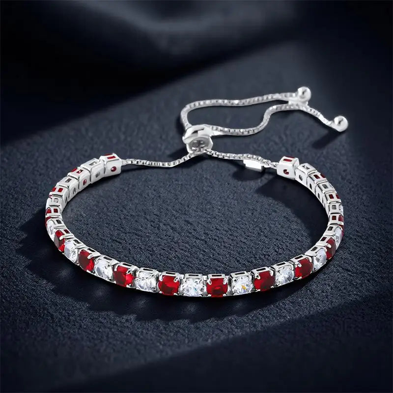 Multicolor Crystal Rainbow Zircon 4mm Round Stone Tennis Bracelets For Women