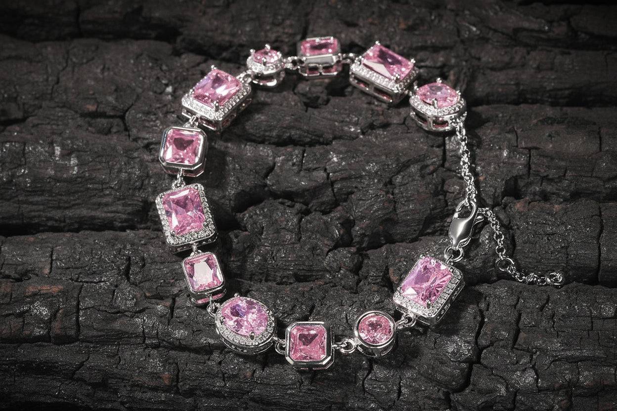 Charming Pink Cubic Zircon Bracelet Fine Luxury Jewelry