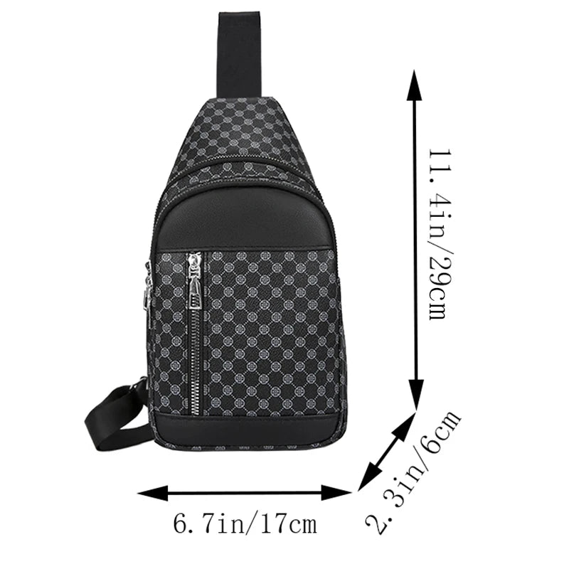 Neutral Style Functional Chest Bag for Women and Men with Patchwork Dot Design