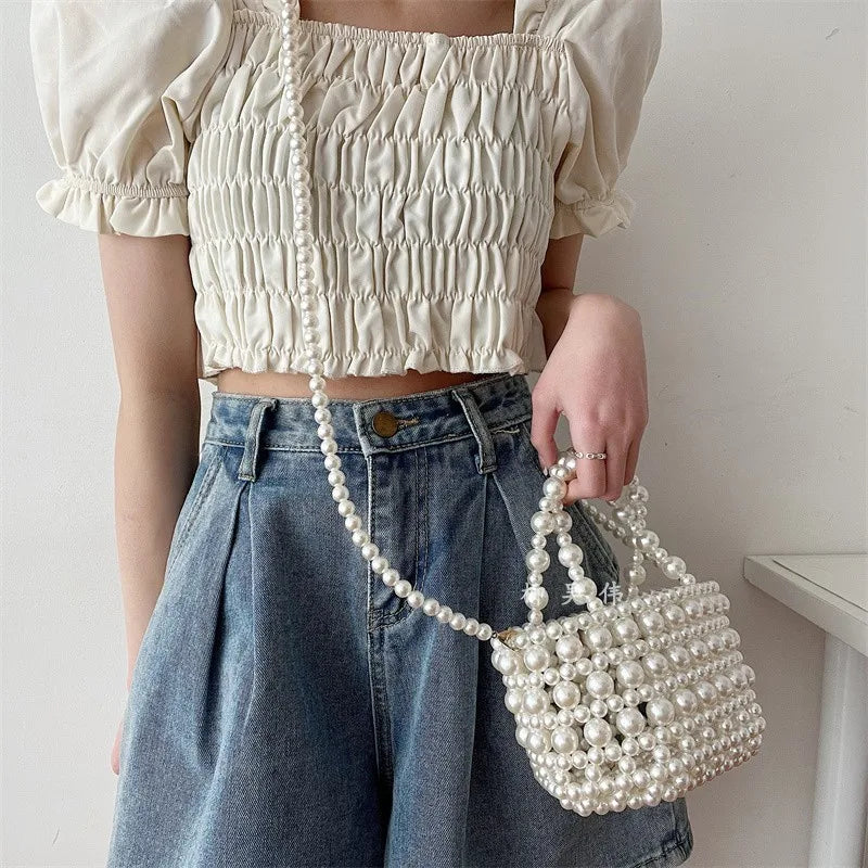 Handmade Bead Bag Pearl Shoulder Bag Evening Clutch