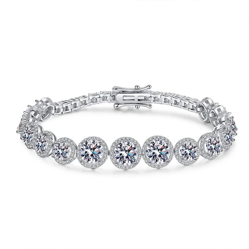 Moissanite Tennis Bracelet S925 Sterling Silver White Gold Plating Jewelry