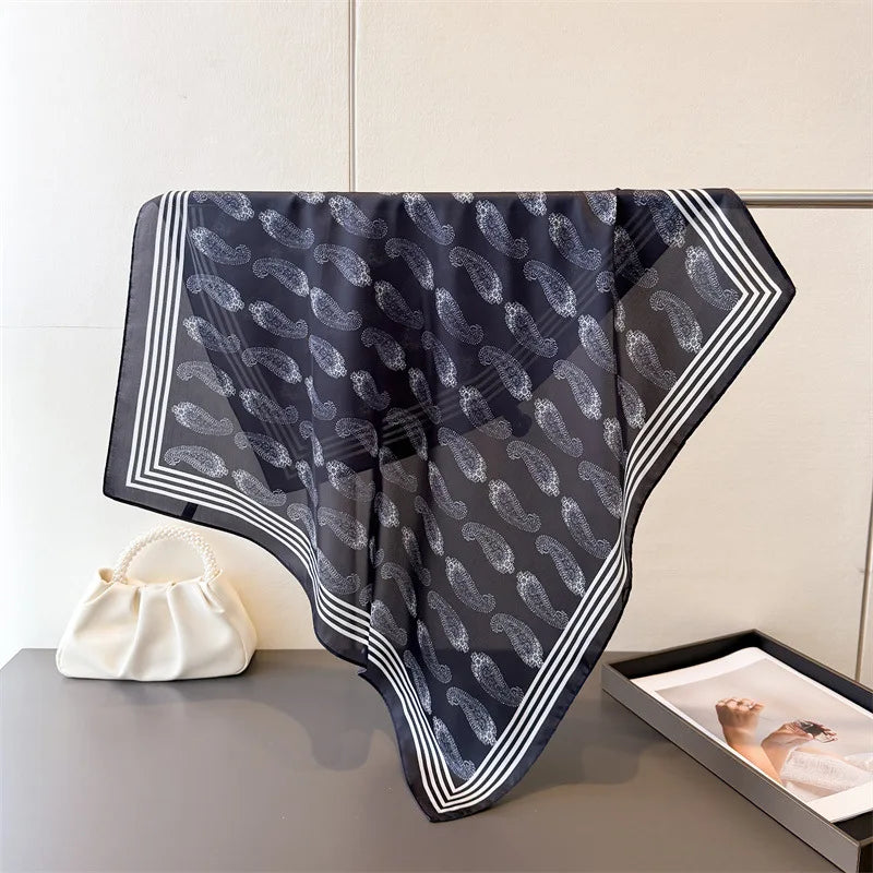 Fashion Silk Scarves Versatile High-end Cashew Print Silk Ladies Square Scarf