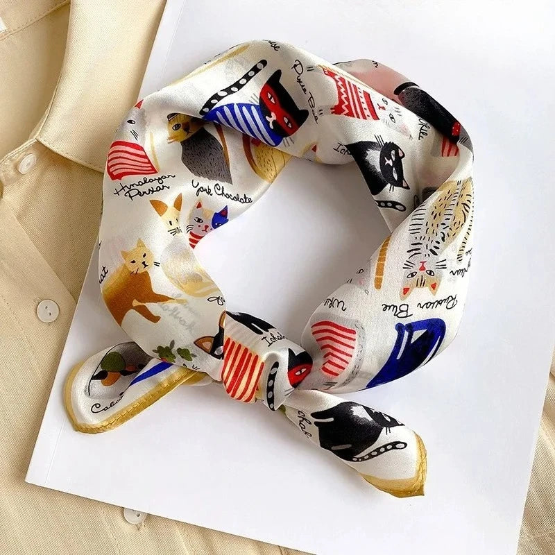 100% Real Silk Scarf Geometric Retro Fashion Scarves