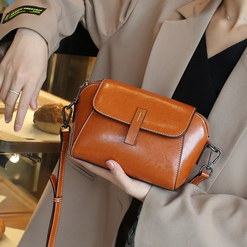 Genuine leather women's bag small bag shell bag one shoulder crossbody bag