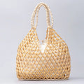 Exquisite Hollow-out Wooden Beaded Shoulder Handbag