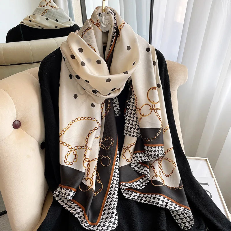 180*90cm Luxury Brand Women Scarf Summer Silk Shawl Lady Wrap Soft Design
