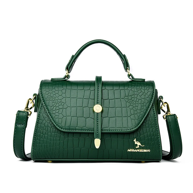 Crocodile Pattern Leather Crossbody Bag Shoulder Messenger Sac