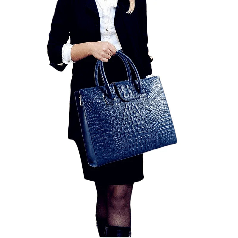 Leather Business Women's Briefcase 14 Inch Laptop Bag Cowhide Portable Handbags