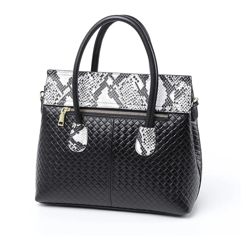 Genuine cowhide leather women's handbag large-capacity square bag