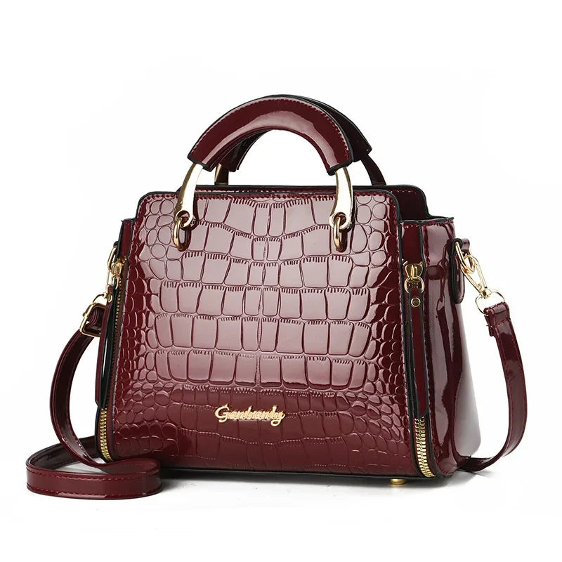 Fashionable Ladies Stone Pattern Printed Handbag Shoulder Bag