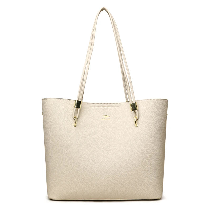 High Quality Brand Solid Color Bag Soft PU Leather Shoulder Bags Large Capacity