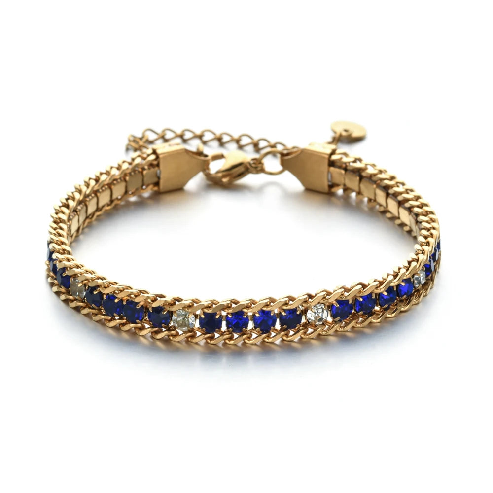 Gold Color Woven Crystal Cubic Zirconia Bracelet Jewelry