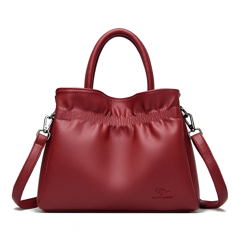 Luxury Soft Leather Shoulder Crossbody Handbags Casual Tote