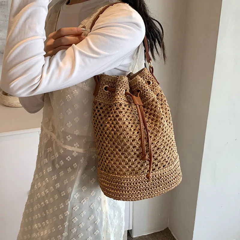 Woven Fashion Bucket Bag Summer Niche Crossbody Bag