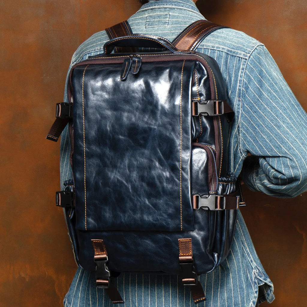 Handmade genuine leather backpack for business and casual