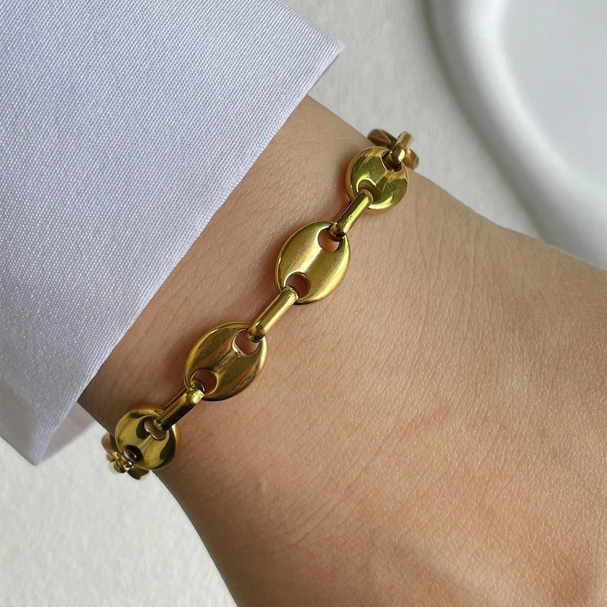 1 PC gold colorful diamond oval buckle bracelet with gold heart shaped pendant bracelet