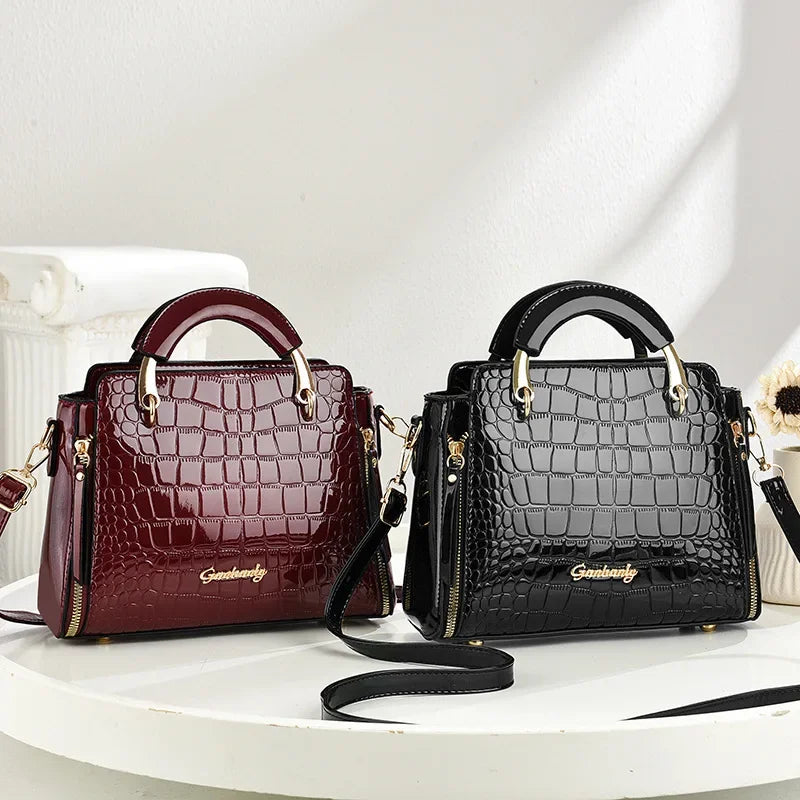 Fashionable Ladies Stone Pattern Printed Handbag Shoulder Bag