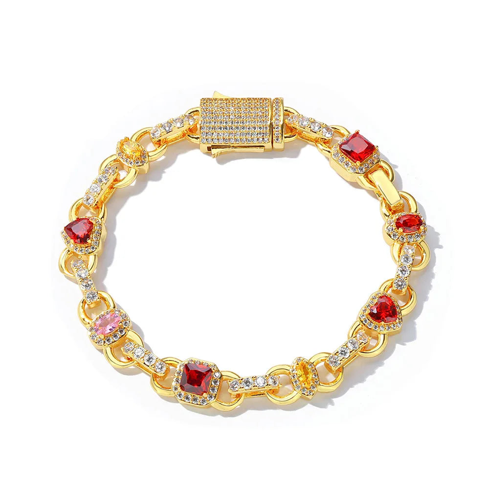 Colorful Zircon Bracelet Jewelry Fashion 18K Plated Gold