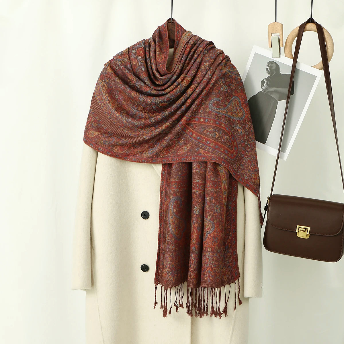 Paisley Embroidery Retro Cashew Cotton Scarf Wraps