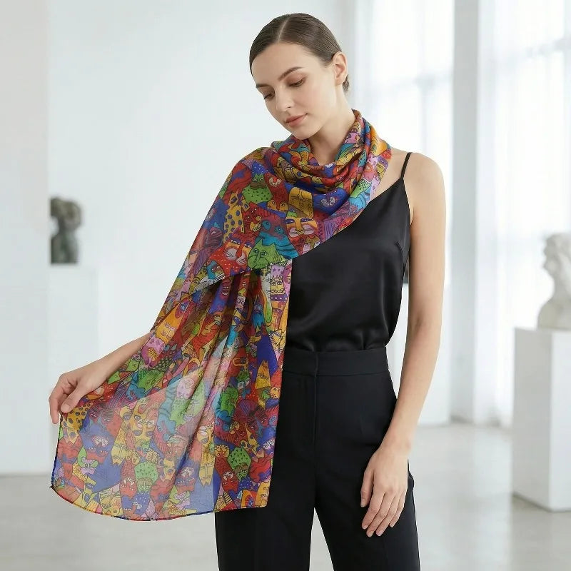 Lightweight Large 100% Mulberry Silk Scarf Neck Scarf