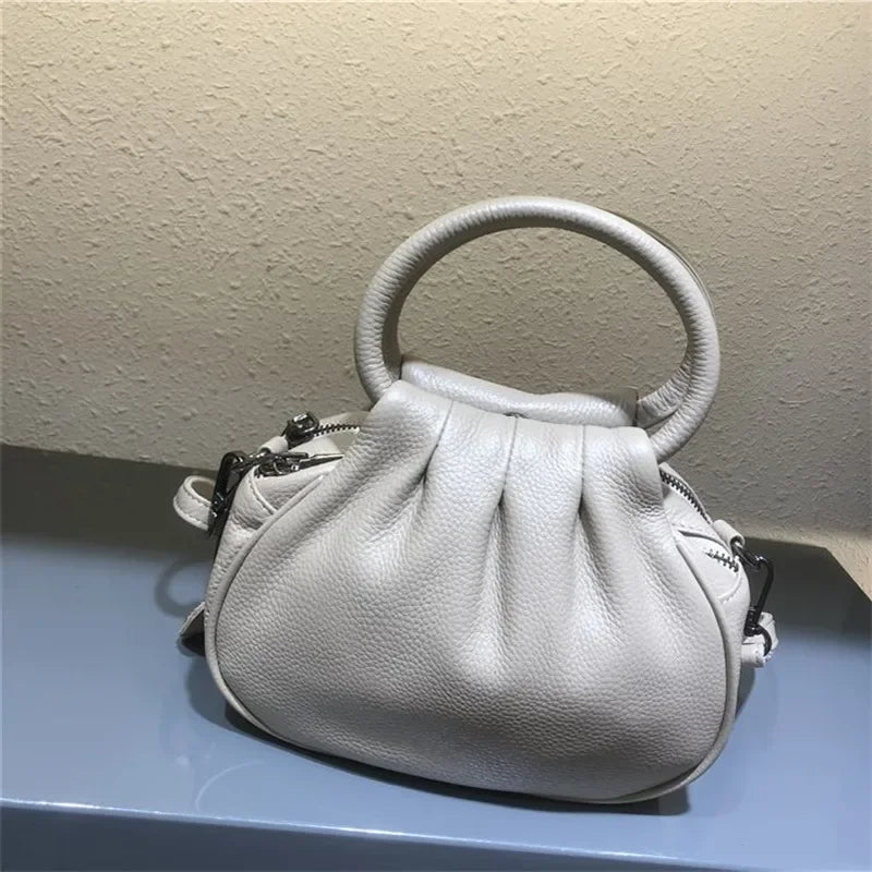 Luxury Design Cowhide Leather Shoulder Bag Women's Handbag