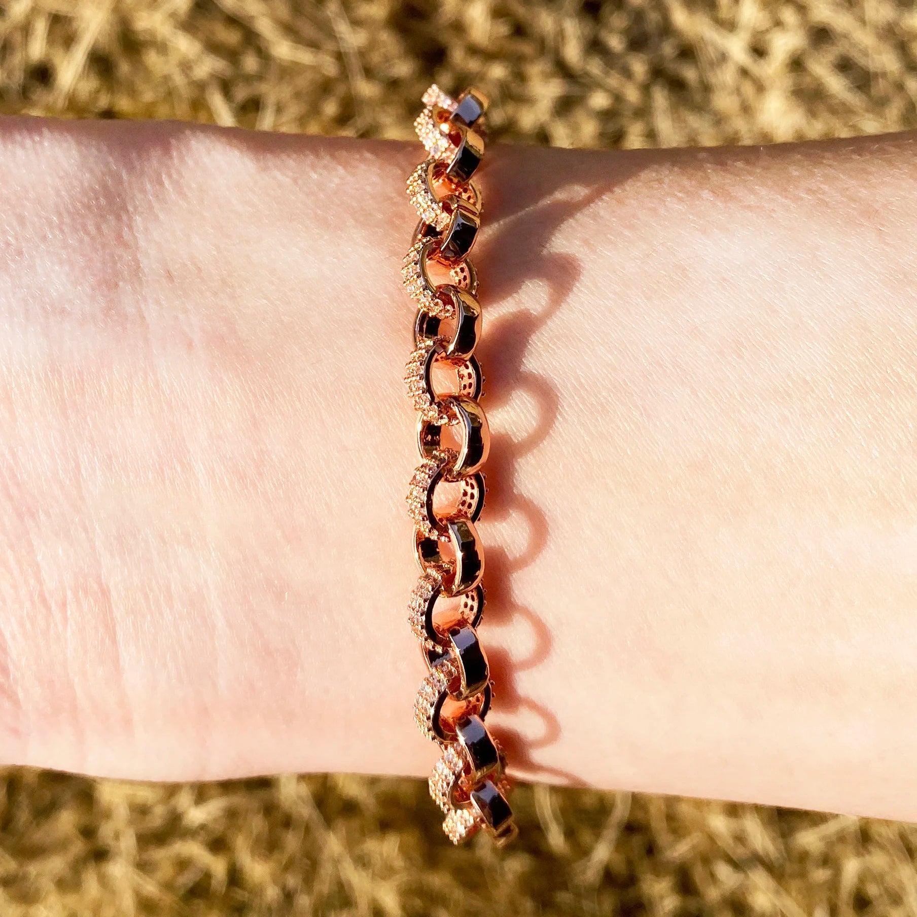 Tiny Belcher Bracelet for Women Iced Out Real Gold Plated Jewelry