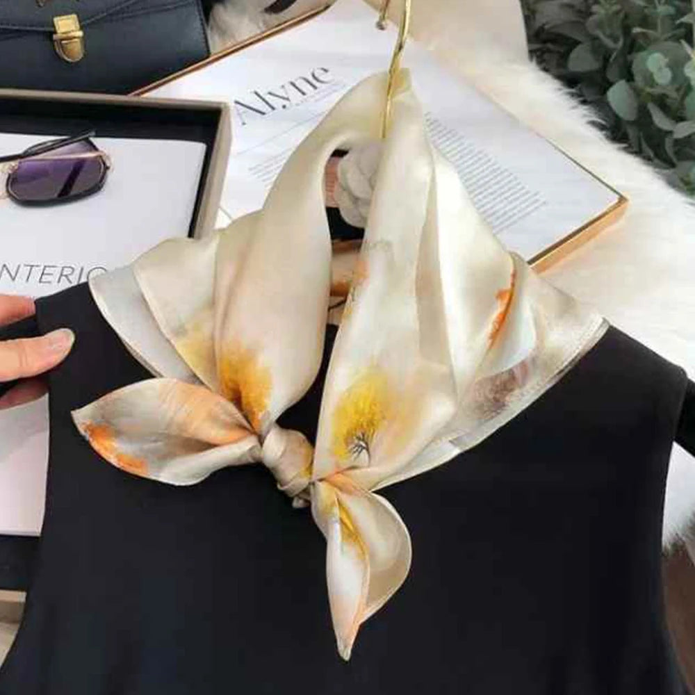 100% Silk Small Square Scarf Neckerchief for Women