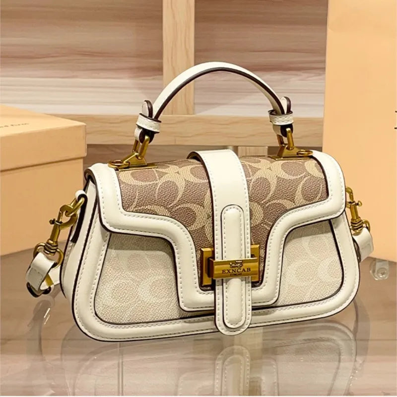 Light luxury niche design contrasting color saddle bag high-end handbag crossbody bag