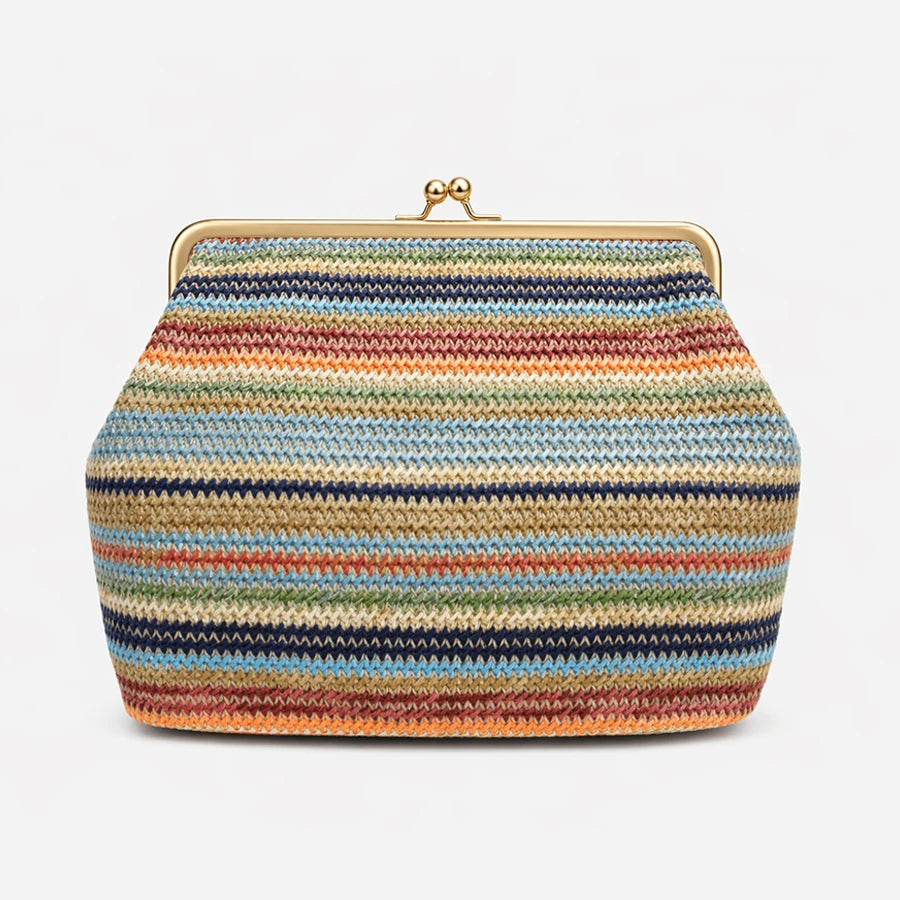 Fashion Large Striped Clip Shell Shoulder Bag Design