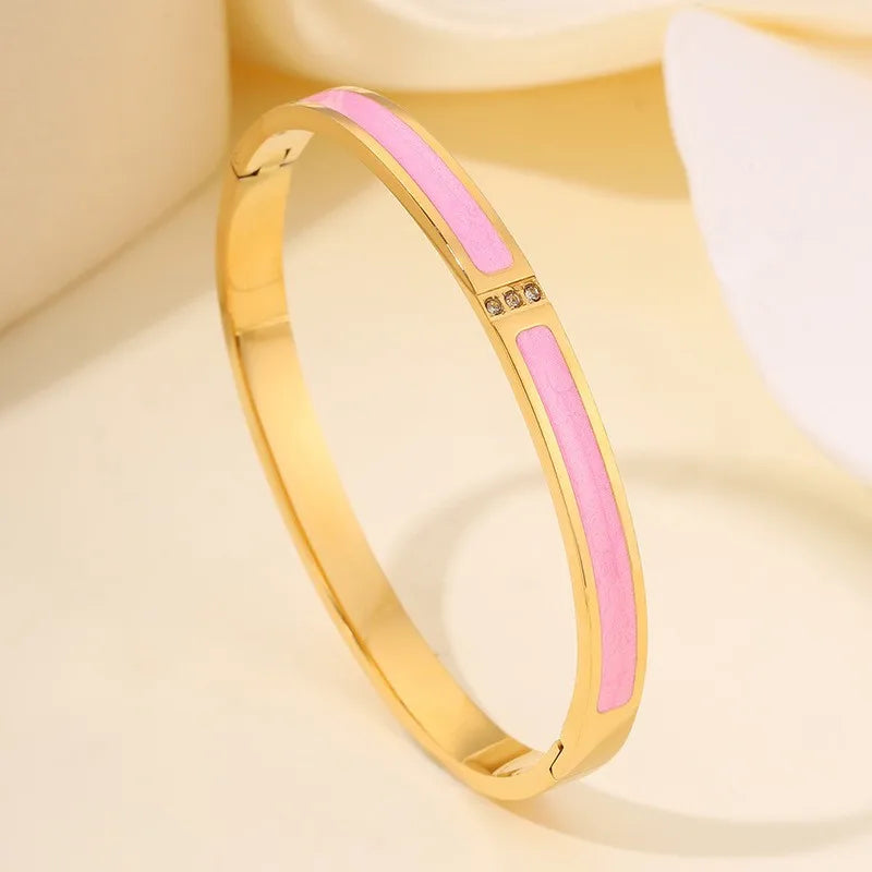 5/1pcs Sparkling Zirconia Inlaid Stainless Steel Bracelet