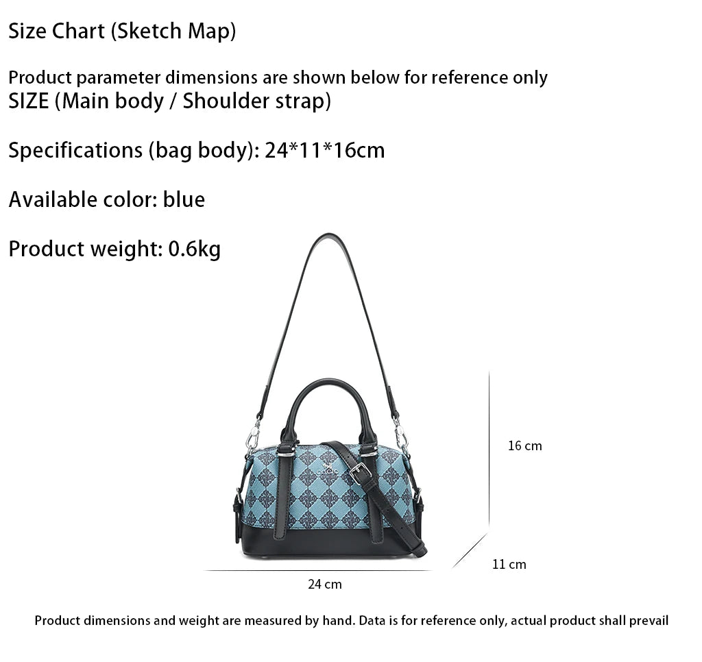 Blue Checkered Luxury Boston Bag Versatile Daily and Party Women's Bag luxury Bag