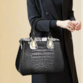 Genuine leather crocodile pattern women's handbag large capacity