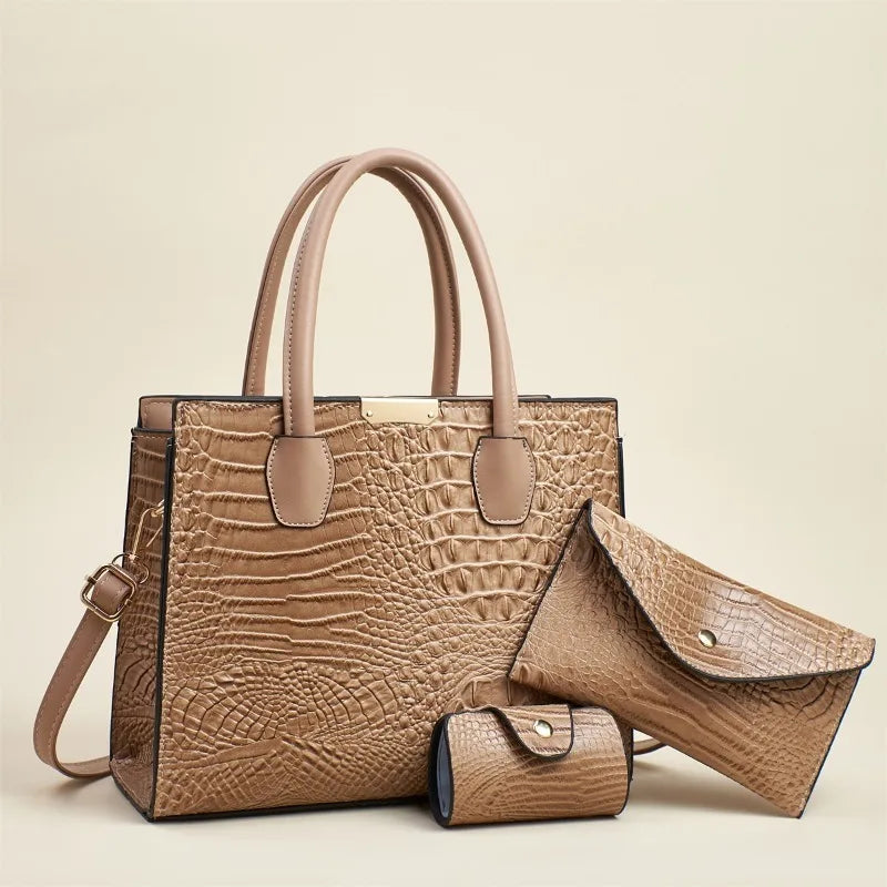 Crocodile Pattern Leather Handbag Fashion Messenger Bag