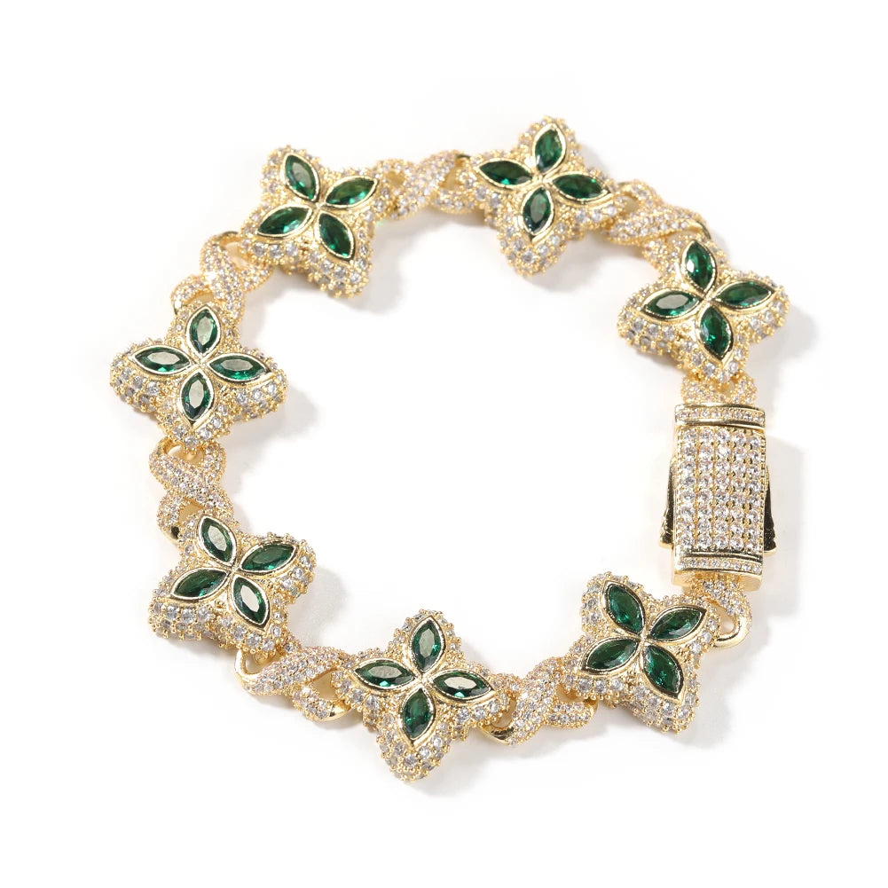 Iced Baguette CZ Floral Infinity Bracelet Jewelry