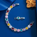 Luxury Brilliant Purple Pink Yellow Zirconia Square CZ Tennis Bracelet Jewelry for Women