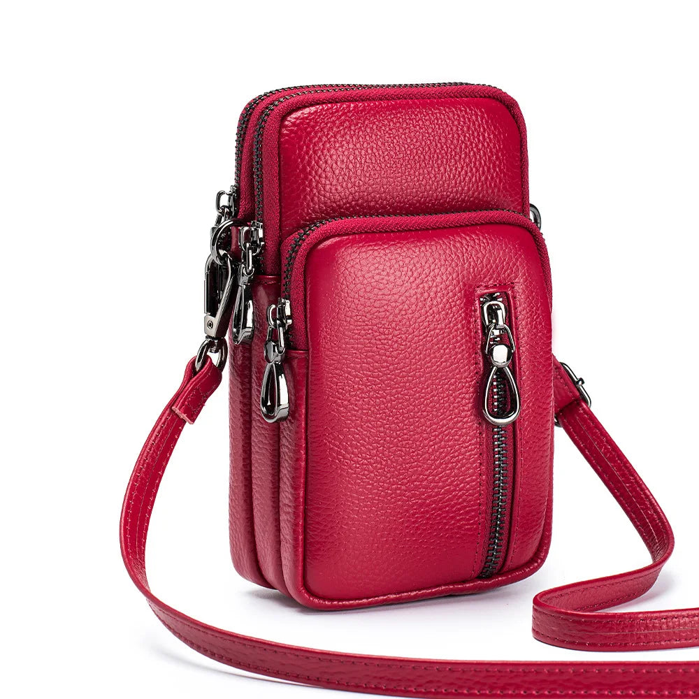 Small Crossbody Wallet Phone Bag Leather Mini Crossbody Vertical Cell Phone Bag