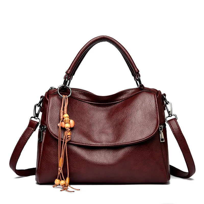 Soft PU leather women's handbag large-capacity shoulder bag