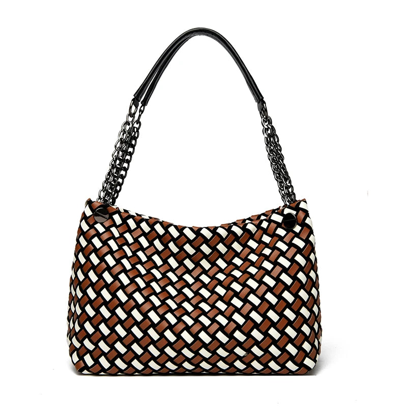 High Quality Chain Woven Soft Pu Leather Women's Tote Bag