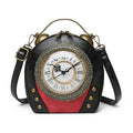 Retro Handbag Quirky Small Round Bag with Creative Clock
