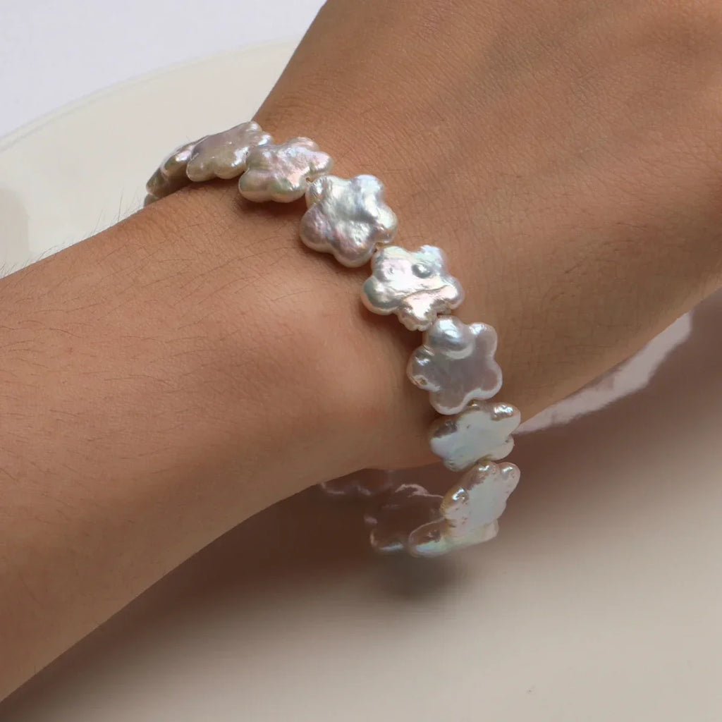 Freshwater Plum Blossom Baroque Flower Pearl Bracelet