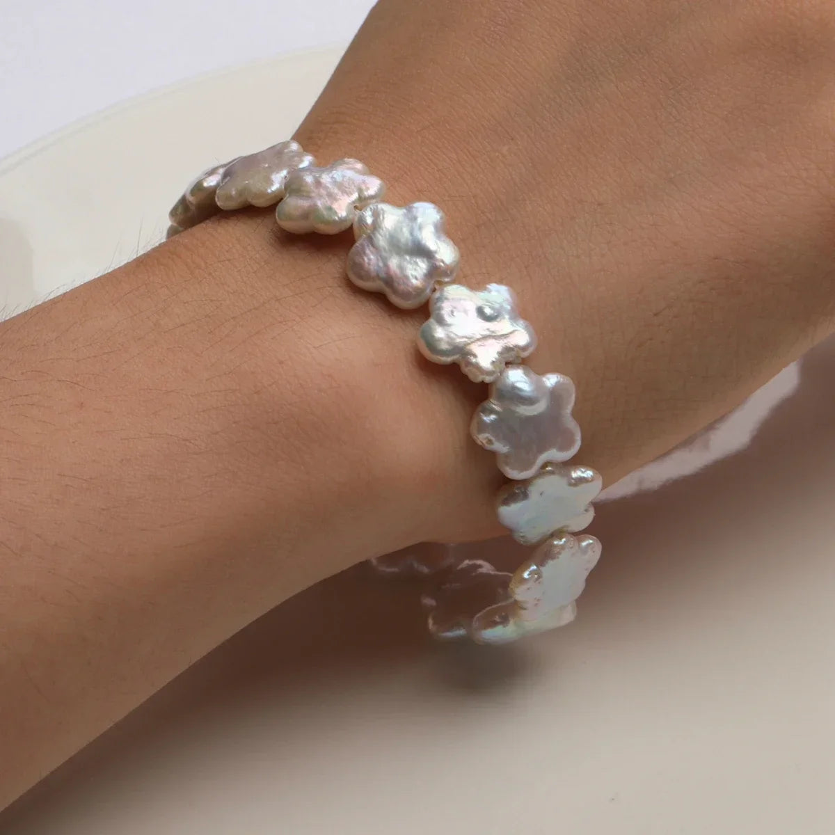 Freshwater Plum Blossom Baroque Flower Pearl Bracelet