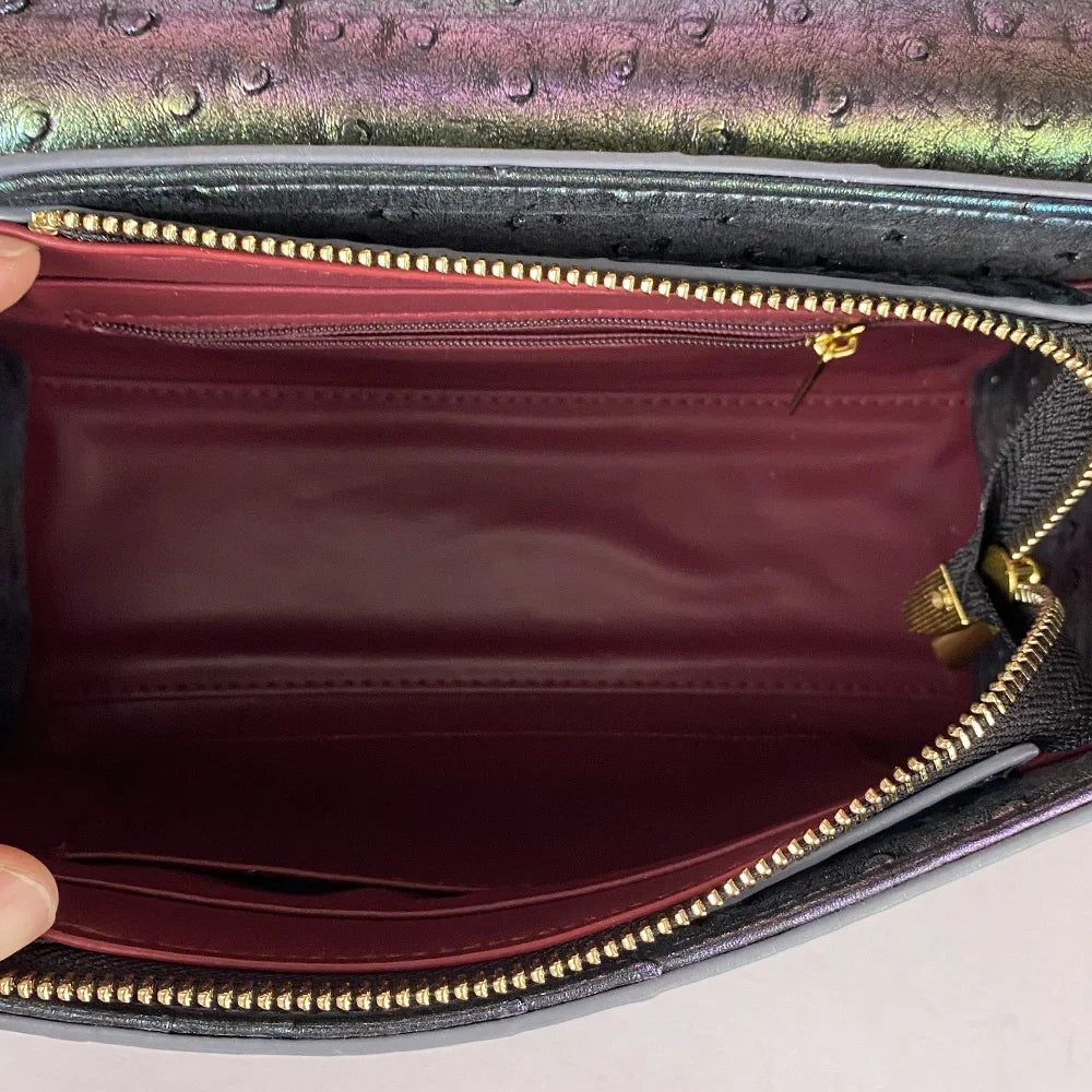 Advanced ostrich pattern diamond inlaid handbag fashionable high-end crossbody bag