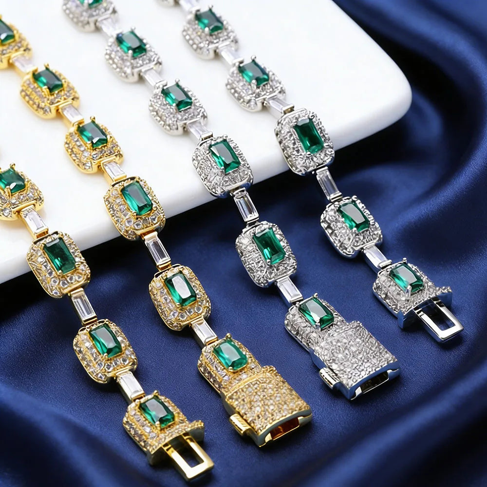 7mm Fashionable Jade Green Cubic Zirconia Bracelet