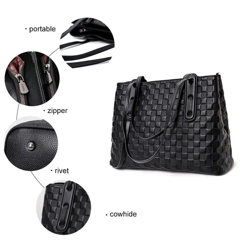 Genuine leather tote bag large capacity printed handbag
