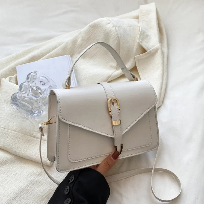 Fashionable Minimalist Crossbody Bag with Top Handle and Flap for Women