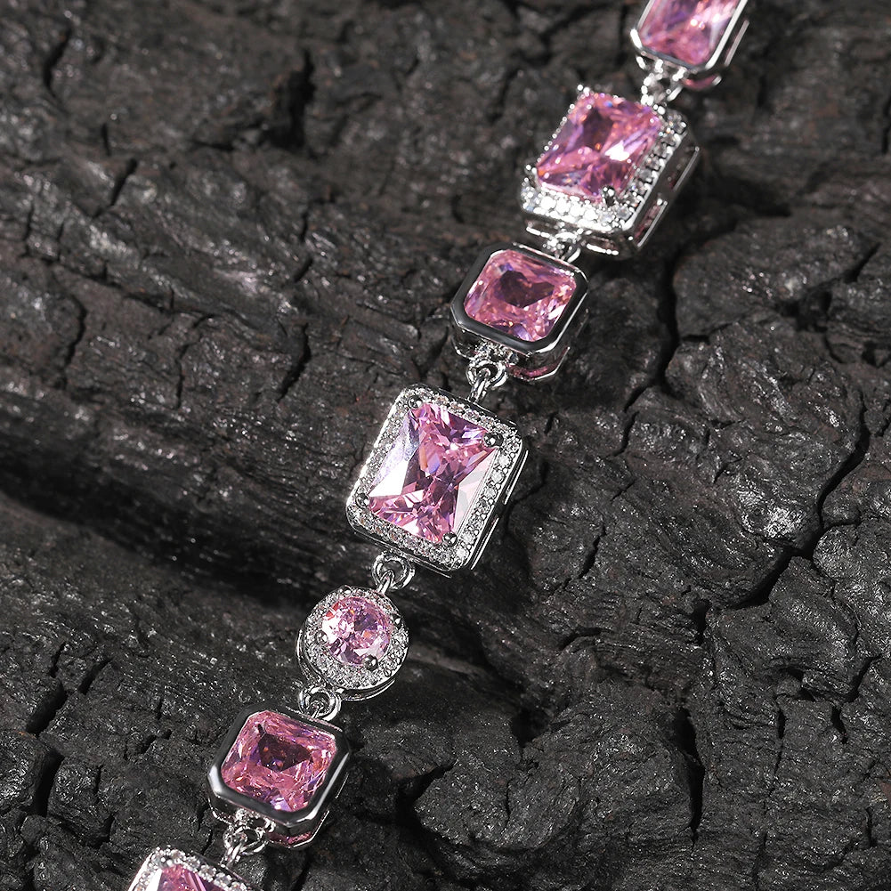 Charming Pink Cubic Zircon Bracelet Fine Luxury Jewelry